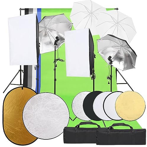 Juroupi Kit per Studio Fotografico con Set Luci, Fondale e Riflettore,Studio Foto,Fotografia,Illuminazione e Studio,Luci e Flash da studio-3094734