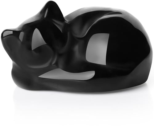 QINJIEJIE Obsidian Katzen Deko Kristalle Schwarze Katze Figuren Dekor Katzendeko Edelsteine Glück Kätzchen Katzenfigur Witchy Geschenke