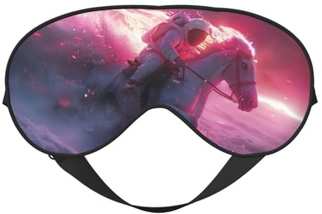 Astronaut Reiten Feuriges Pferd Schlafmaske, Augenmasken für Schlaf Doppelseitig, Schlafmasken für Damen Herren, Verdunkelung Augenabdeckungen zum Schlafen, Reisen