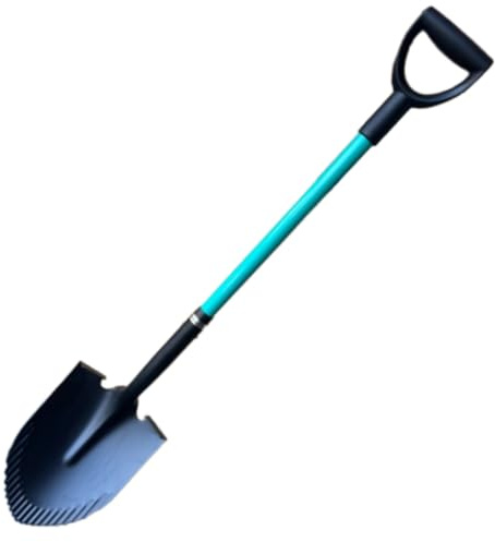 pokm toolsmarket - Multi-Spitzspaten & Schaufel - 2in1 – 115 cm – Wurzelspaten & Gartenschaufel mit Zähnen für Harte Böden, Fiberglass Stiel & DY-Griff