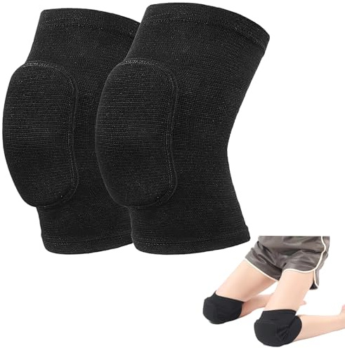 TNSOYCA 1 Pairs Stretchy Dance Knee Pads, Full Black Soft Brace Breathable Sleeve Protective for Dance Volleyball Football Yoga Tennis Cycling Jogging