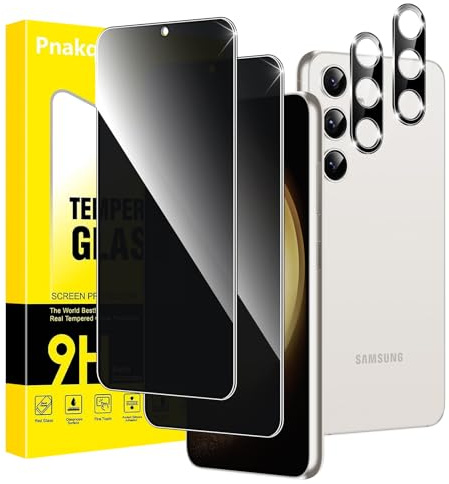 Pnakqil Privacy Pellicola Protettiva per Samsung Galaxy S23 5G con Protezione Fotocamera Schermo, Anti-Spy Vetro Temperato, Screen Protector Vetrino Protettivo con Angolo di Anti Spia 28°,2+2 Pezzi