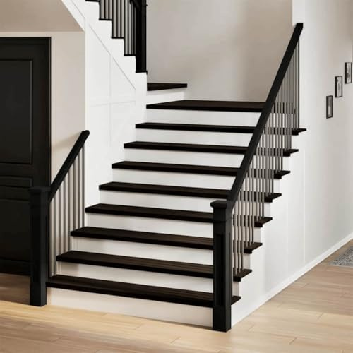 NQJIBUE Artículo-peldaños de escalera 16 piezas marrón oscuro 110 x 30 x 2 cm, madera maciza de roble, suministros para el hogar, peldaños de escalera