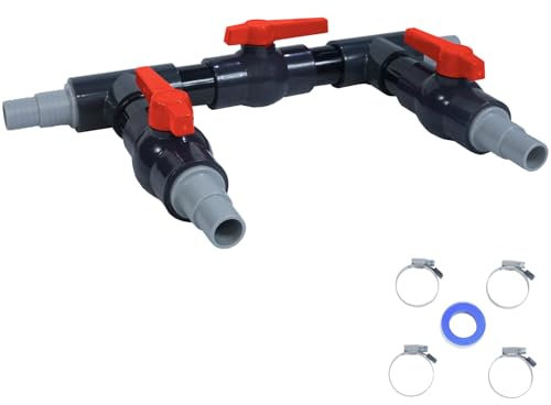 Miganeo Bypass Set für Pool Solarweiche 3 Wege Ventil Anschluss Ø 32/38mm Schlauchschellen Sandfilteranlagen Poolheizung Wärmepumpe Solarheizung