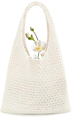 WUBAYI Sac de plage en crochet en coton pour femme – Sac de plage pour les vacances et les marchés à la mer, sacs d'été pour les voyages et la vie quotidienne