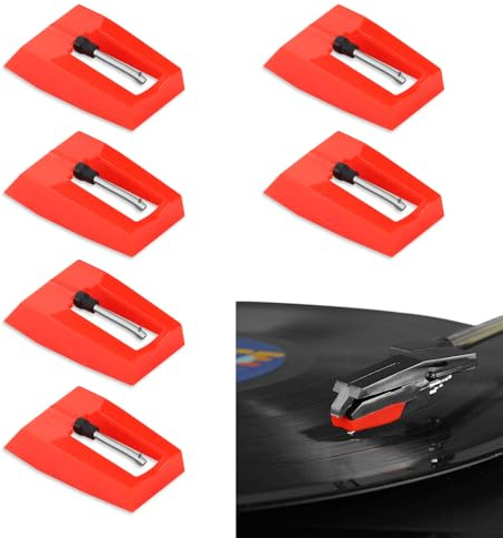 6 Agujas con Punta de Diamante, Aguja Tocadiscos Cartuchos de Giradiscos, Aguja de Repuesto para Tocadiscos de Diamante para Tocadiscos de Vinilo