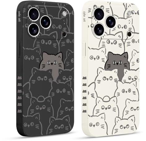 Coiwxmoi 2 st fodral för 17 Pro 6,3 tum, Aesthetic Design Dam Mönster Fodral, Tunn Mjuk TPU Stötsäker Silikon Skyddshölje Fodral för 17 Pro, Katt