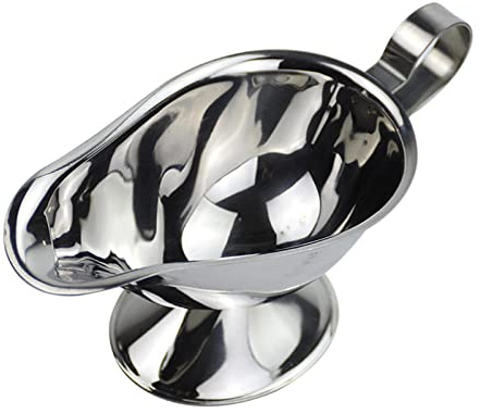 Salsera de acero inoxidable con boquilla fácil de verter, recipiente de salsa sin goteo para comedor, apto para lavavajillas, 5.31 pulgadas