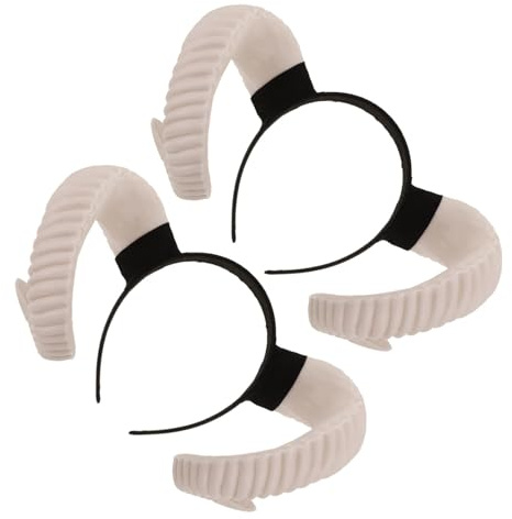 WATIIFUFU 2pcs Artificial Sheep Horn Headband for Cosplay Lightweight RAM Horn Hair Hoop with Realistic Design Fit for Men Women Animal Costume Accessory for Halloween Party