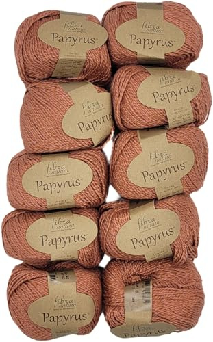 10x50 Gramm Ilkadim Export Papyrus Strickgarn Baumwolle Seide, Strickwolle einfarbig, 500g Baumwollgarn Seidengarn (rostbraun 229-27)