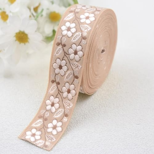 PEARLY JUN 8.5 M Beige Borten und Bänder zum Nähen Ruban Jacquard | Jacquard Webbing Bordüre Cloths Details Stickband für Nähen Geschenk Vorhang Dekoration