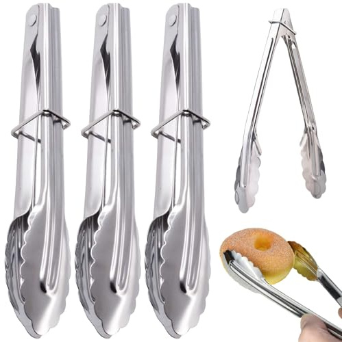 Hperu serveringtång, 3 st 18 cm rostfria stålstänger med glidande låsring, matlagning med anti-skållningshandtag för buffé, sallad, bröd, grillkött, nudlar, ost
