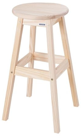 Tramontina Tabouret de Bar avec Repose-Pieds - Hauteur 70,8 cm - en pin certifié - Naturel