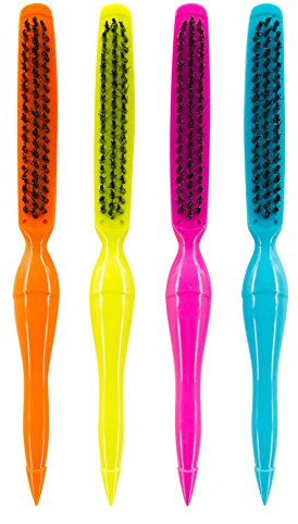 WINSUN Hair Brush, Three row Boar & Nylon Bristle Teasing Hair Brush for Creating Volume and Hair Care, Scalp Massage for Hair Growth. Great for all Hair Types (4-pack)