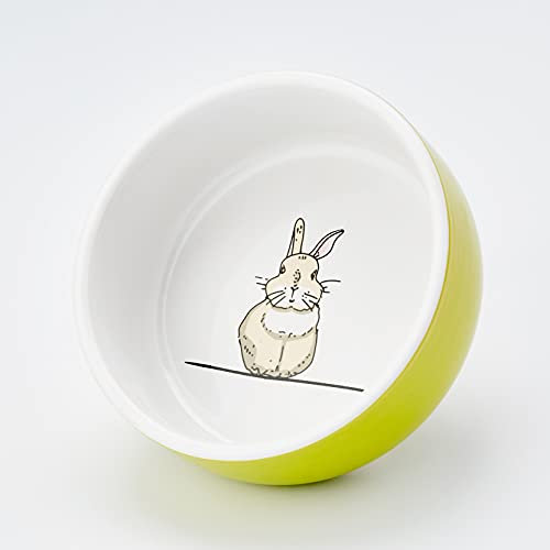 Nobby 73768 Ciotola in Ceramica Rabbit, Verde/Bianco