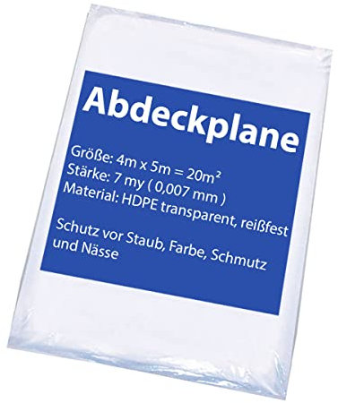 50 x Tarpaulin Film 4 x 5 m Construction Film Protective Film Painter's Supplies 7 my