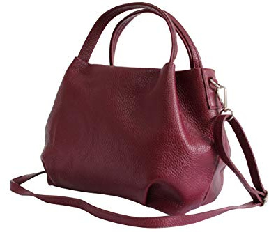 AMBRA Moda Damen handtasche Henkeltasche Schultertasche aus Echtleder GL023 (Bordeaux)
