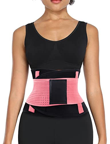 ZOUYUE Bauchweggürtel, verstellbar Fitnessgürtel Fitness Gürtel, Bauchweggürtel Taille Trimmer Taillenmieder Gürtel Taillengürtel für Damen Herren(rosa,L)