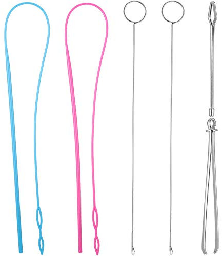 6 Stück Nähen Schleife Kit, Enthalten Schleife Turner Haken Flexible Kordelzug Einfädler Metall Pinzette Lange Schleife Turner Werkzeug mit Verriegeln für Stoff Gürtel Streifen DIY Stricken Zubehör