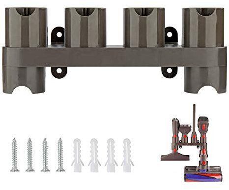 AINUO Soporte de Montaje en Pared para Accesorios de Aspiradora Dyson V8 V7 V10 V11, Soporte Organizador de Accesorios Dyson (6 Enchufes de Almacenamiento)