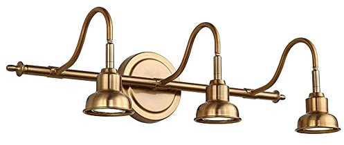 15W Antik Spiegelleuchte LED Badezimmer Verstellbar Spiegellampe Vintage Kupfer, Wasserdicht Badleuchte Retro Make-up Licht, Wandleuchte Spiegelschrank Strahler Schminkleuchte Natürliches Licht, D53cm