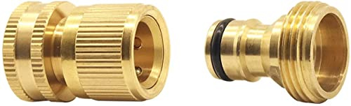 Hydrogarden Garden Hose Quick Connect,3/4 inch Brass Female Thread Tap Connector Male Quick Connector Adapter Hose Connectors Hose Fittings for Car Wash Guns Garden Irrigation Systems(1SET) (C1)