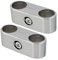 Mxfans Aluminium Alloy Tube Double Hole Tube Clamp Pipe 82x25mm Silver Set of 2