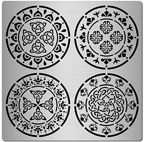 GORGECRAFT 6.3 Zoll Metallknoten Schablone Edelstahl Viking Symbol Malerei Wiederverwendbare Vorlage Journal Werkzeug Zum Malen, Holzverbrennung, Brandmalerei Und Gravierhandwerk