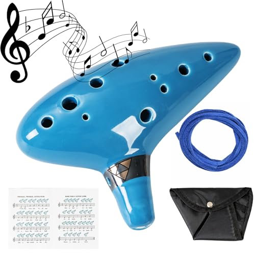 Mulucky Ocarina Alt-C-Ständer mit Songbuch, 12 Töne, hellblau