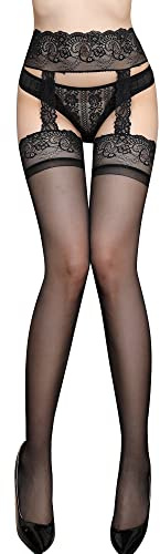 Calze Autoreggenti Collant Alti con Reggicalze in Pizzo Modello Calze Velate da Donna(7054)