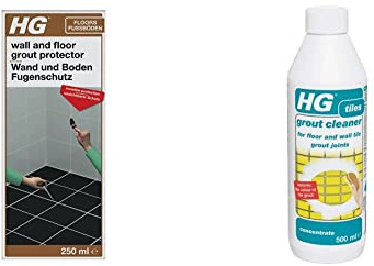 HG Super Protector for Wall and Floor Grout-Protects Against Oil, Grease and Moisture-Colourless, 250ml & Grout Cleaner is a grout cleaner 500 ml - concentrated formula for floor