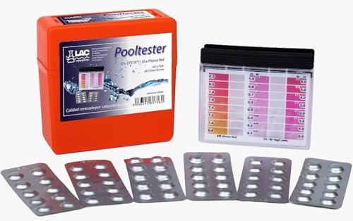 Kit medidor del pH y cloro o bromo para el analisis del agua de la piscina. Pooltester de 40 pastillas.
