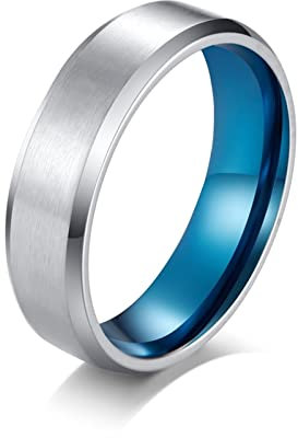 Aotiwe Hochzeitsringe Deko, Freundschaftsringe Beste Freundin Matt Gebürstet Blau 6mm Edelstahl Größe 60 (19.1)