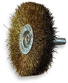 Lot de 10 brosses rotatives circulaires métalliques sur tige Ø 60 mm | Fil laiton dur Ø 0,30 mm | Epaisseur 12 mm | 2 rangs | Pour perceuse ou visseuse à mandrin | Kibros 2660LT12x10