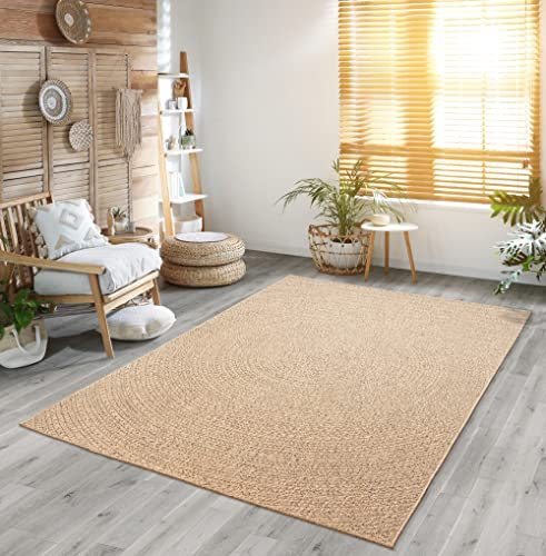 the carpet Kansas - Stilvoller Teppich im Jute-Look, ideal für Wohnzimmer, Esszimmer & Flur, pflegeleicht und wetterbeständig für Indoor & Outdoor, ca. 120 x 170 cm