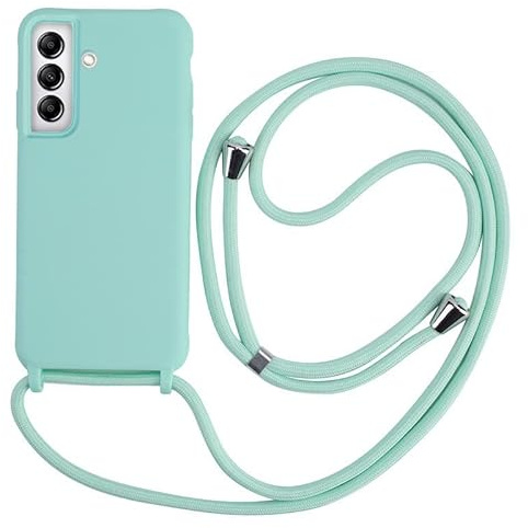 Keteen Handyband hülle für Samsung Galaxy A14 5G Handyhülle mit Band Slim Silikon Schutzhülle mit Abnehmbar Kordel Stossfest Bumper Cover zum Umhängen Necklace hülle Galaxy A14 5G-Hellgrün