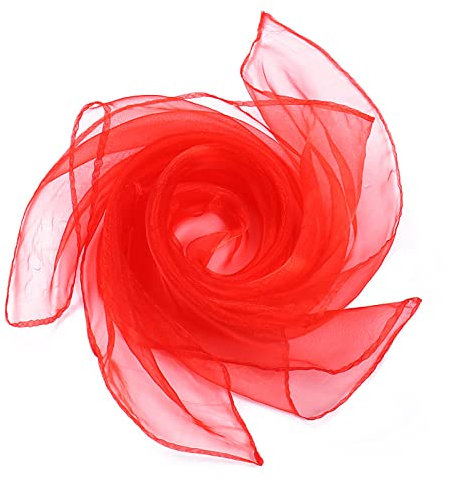 Grantop 12 Stück Square Jongliertücher Set, Rot Bunte Tücher, 60 * 60 cm Tanz Tücher Bunte Chiffontücher, Rhythmik Spieltücher für Kindergarten Kinder Party-Aktivitäten Kindershow