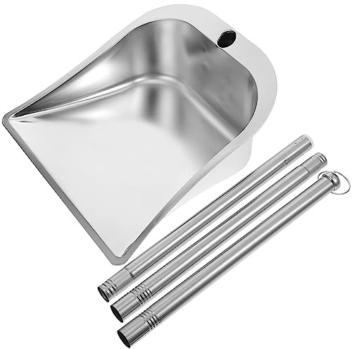 YARNOW Müllschaufel aus Edelstahl ohne Bücken für Haushalt und Küche | Große Öffnung, Verschleißfest und Ergonomischer Griff, Spiegelglanzoberfläche, Silbernes Design