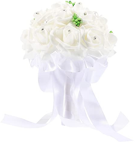 Garneck Künstliche Rosensträuße Für Hochzeiten Brautsträuße Mit Weißer Verzierung Hochzeitsdeko Aus Kunstblumen Geeignet Für Valentinstag Partys Und DIY-projekte
