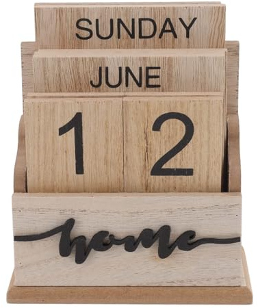 Ewiger Datums-Tischkalender aus Holz, Retro-Ewiger Kalenderblock, Massivholz, Klassisch, Schöner Vintage-Tischkalender, Antike Krippen-Adventskalender
