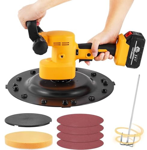 RayGenius 2880w Alisadora De Paredes, 280-2800rpm Lijadora De Mano para Paredes Secas con Varilla Mezcladora Y 6 Velocidades Ajustables Alisadora EléCtrica para Mortero De Yeso Cemento Masilla