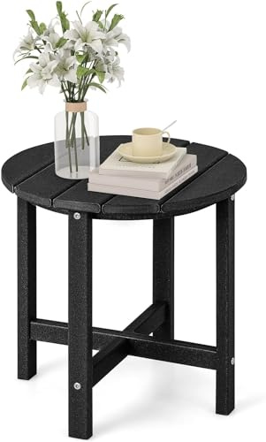 GIANTEX Balkontisch Gartentisch Klein, Garten Beistelltisch Wetterfest, Balkon Beistelltisch aus UV-beständigem HDPE, Patio Tisch bis 100 kg tragbar, Kleiner Tisch Outdoor 46x46x46 cm