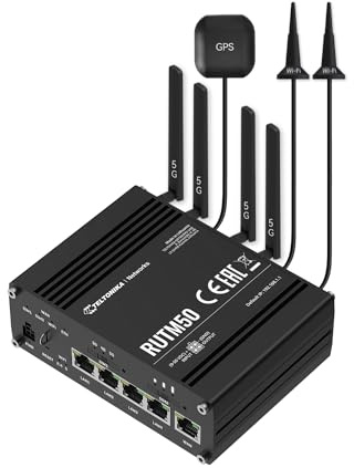 LINOVISION Teltonika RUTM50000000 Industrial 5G Cellular Router, 5G LTE Router with 5 Gigabit Ethernet Ports, Dual SIM Auto-Failover, Certified by Verizon/AT&T/T-Mobile, North America Version