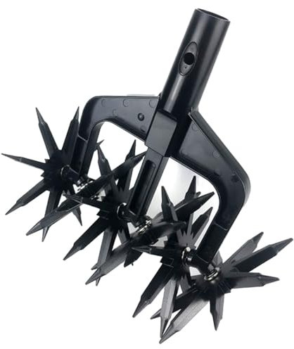 Rotationsgrubber Rotary Hand Erde Vertikutierer Grubber Gartenarbeit Manuelle Bodenrotationsfräse Nachsaat Gras oder Erde Mischen Lockern Schwarz