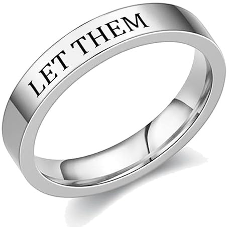 Q&D&S Let Them Ring Stainless Steel Stackable Rings Inspirational Friendship Gift Jewelry for Women (10)