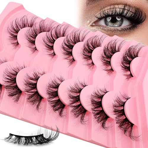 FXD2 Lot de 7 paires d'extensions de cils artificiels 3D - Œil de chat - Aspect naturel - Faux cils - Œil de chat