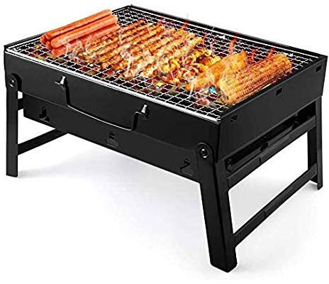 Barbecue-Grill, Holzkohlegrill, tragbarer Grill – Klappgrill aus Edelstahl, Tischgrill, Outdoor-Smoker für Picknick, Garten, Terrasse, Camping, Reisen, 15,35 x 11,41 x 2,95 Zoll