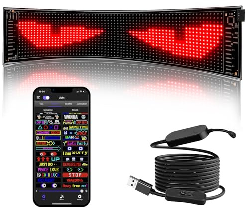 XAXVSTS Programmierbar Led Augen,59 X 12cm, Devil Eyes LED Anzeigetafel mit Bluetooth-App,USB 5V,LED Laufschrift für Werbung & Party-Deko