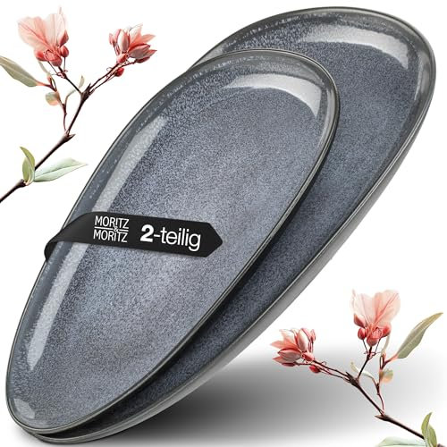 Moritz & Moritz VIDA - Set di 2 piatti grandi in porcellana di alta qualità, moderni e senza tempo, adatti al microonde e alla lavastoviglie, perfetti per insalate, grigliate, snack e molto altro