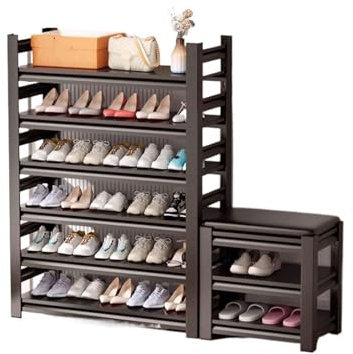 ZXFIYTBH Schuhregal Schuhregal aus Eisen, mehrschichtig, for den Hauseingang, mit Schuhwechselhocker, man kann sitzen, Regal aus Edelstahl Schuhschrank(XXL)